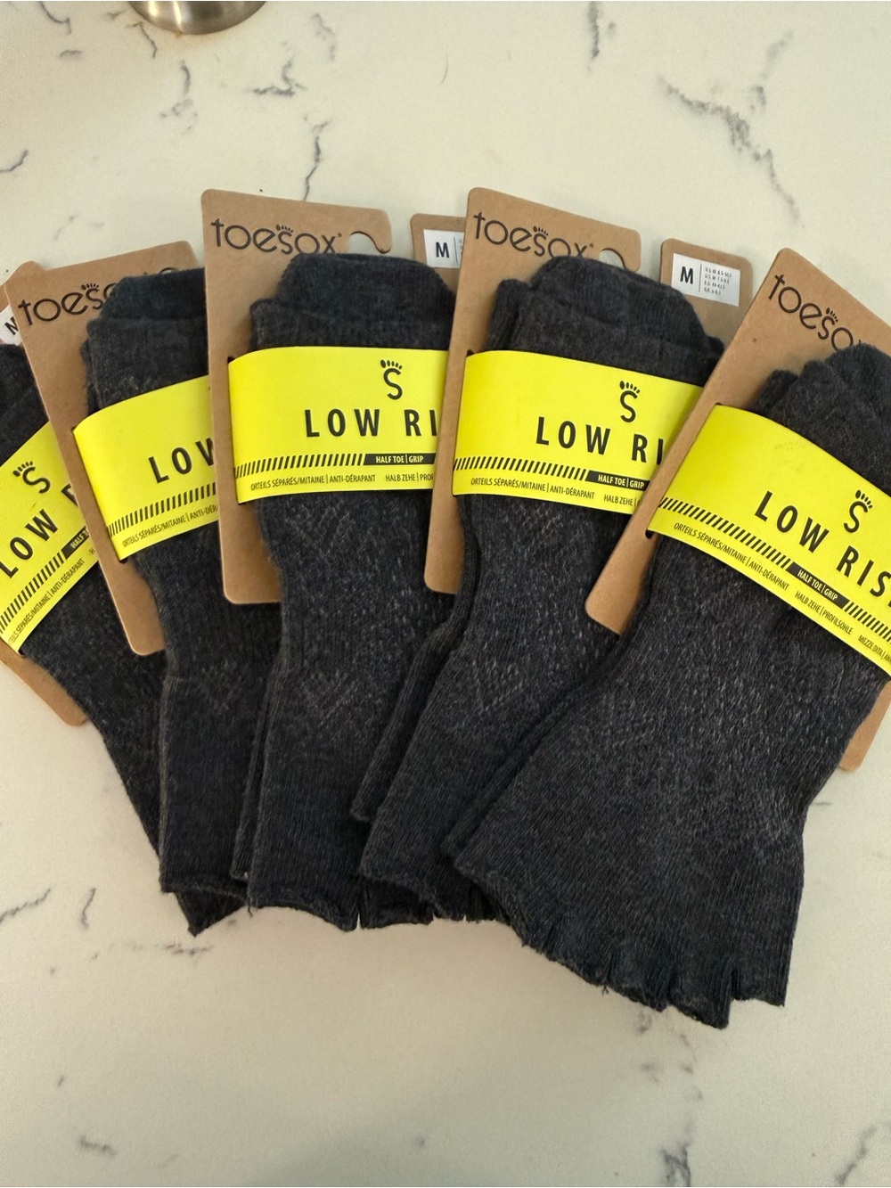 toesox Women's Low Rise Charcoal Gray Toe Socks - 5 Pack
